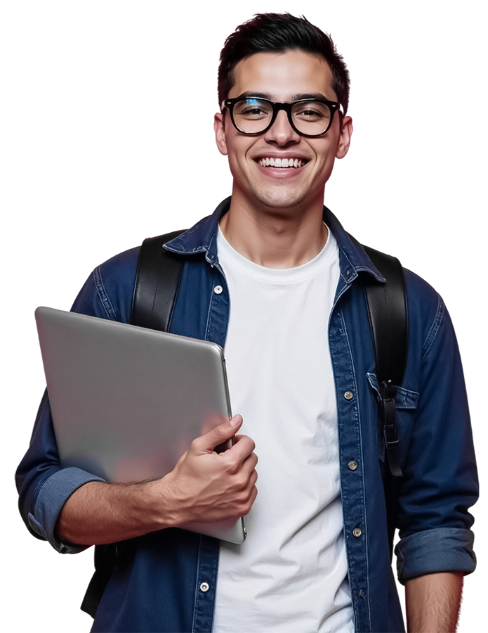estudiante feliz computadora portatil benglish